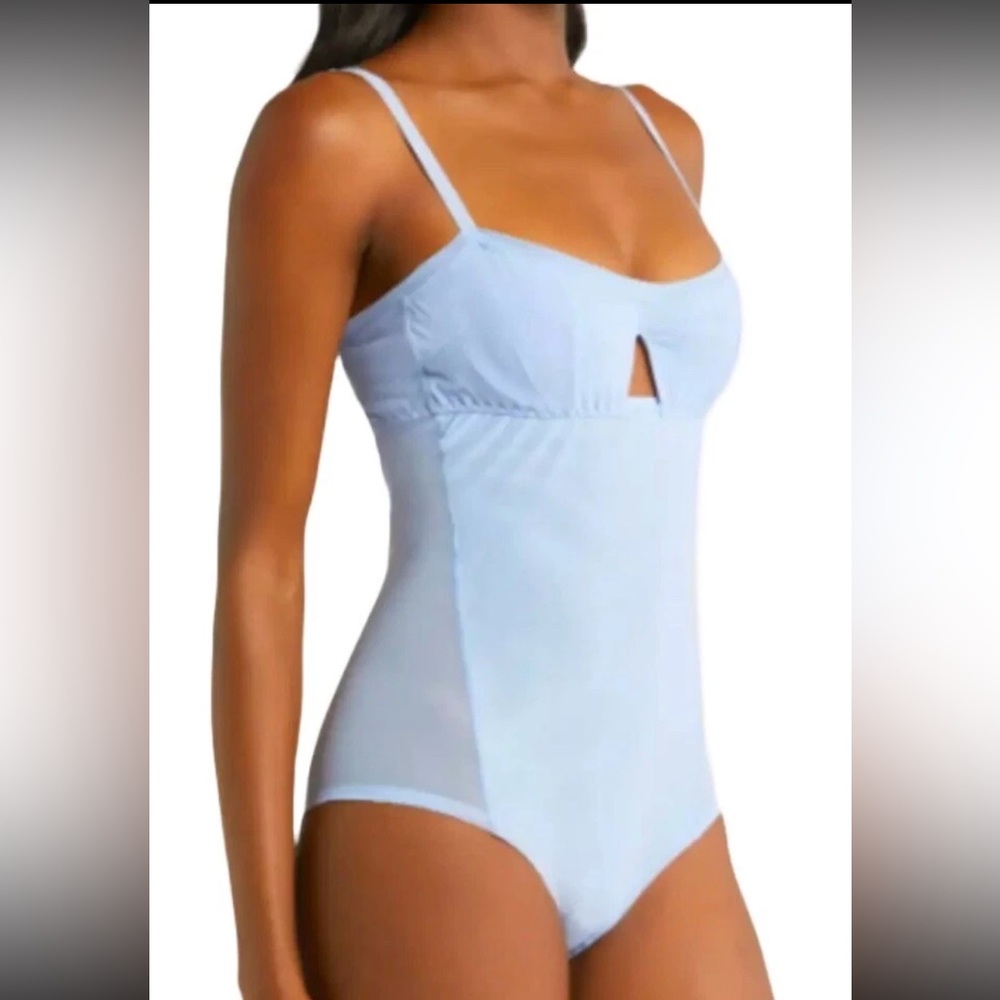 We are HAH Under the Wire bodysuit in periwinkle